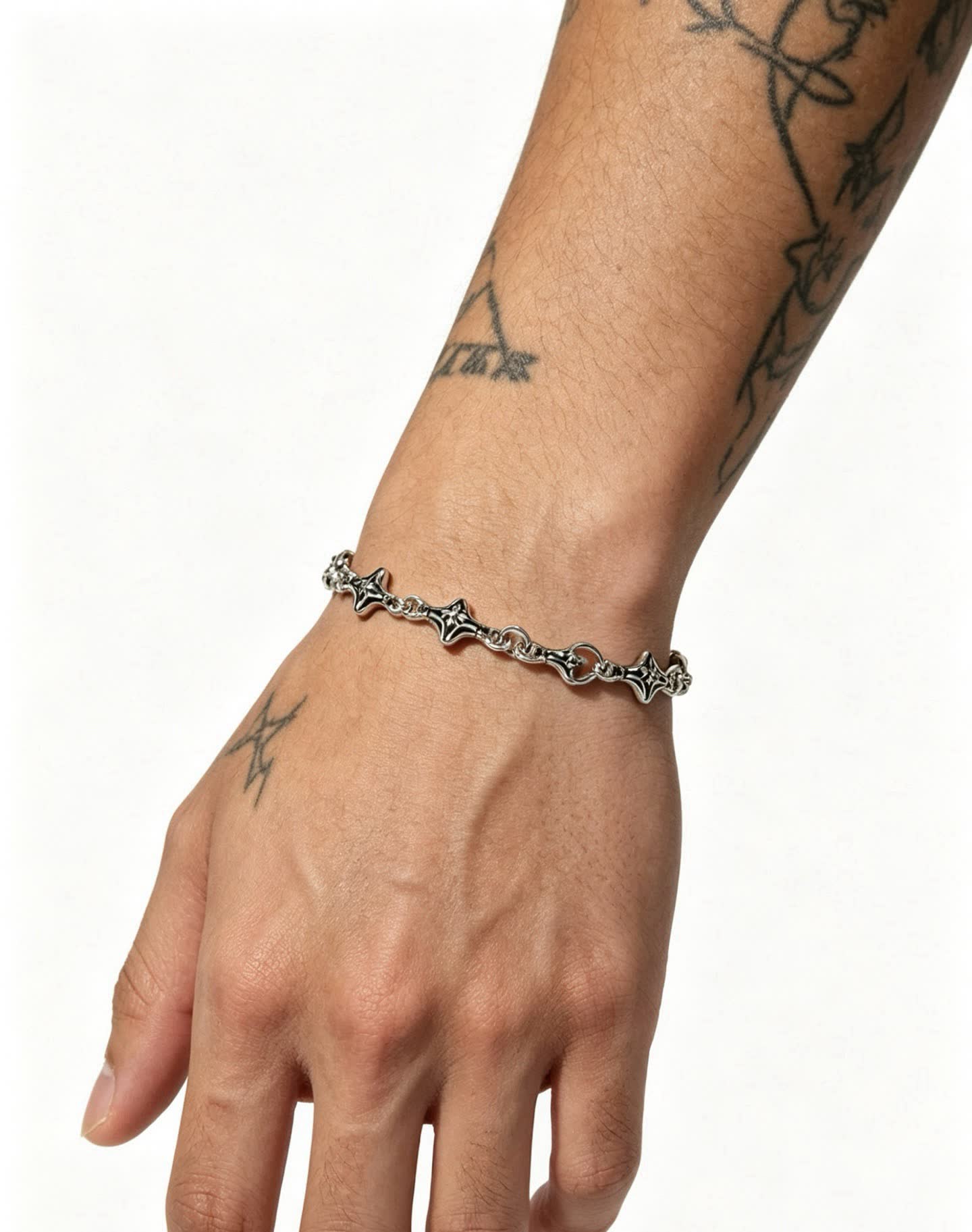 Chrome Hearts Sterling Silver Star Charm Bracelet